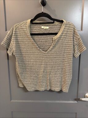 Madewell Striped V-Neck Crop Tee Size XS